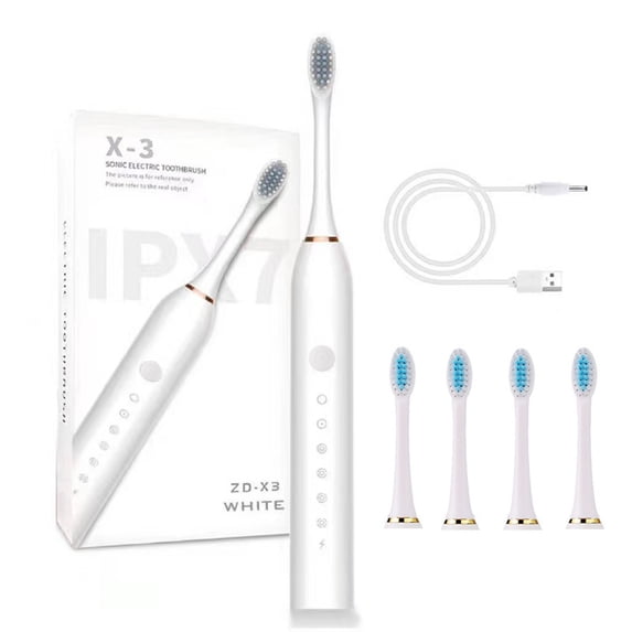 VANLOFE 6 Modes Electric Toothbrush With 4 Brush Heads Portable travel toothbrush White
