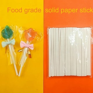 100 Count 6 INCH White Paper Lollipop Sticks,Cake Pop Sticks