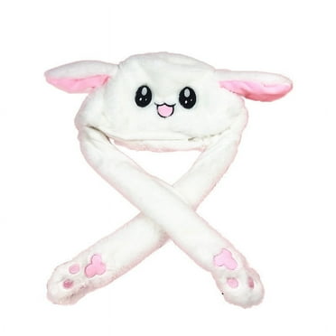 VANLOFE Bath Towel Cap Bunny Hat With Ears, Cute Plush Toy Warm Hat Rabbit Hat With Moving Ears, Rabbit Hat With Moving Ears, Funny Plush Rabbit For Girls 11.8*23.6in