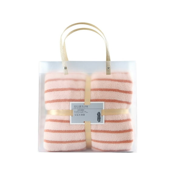 VANLOFE Bath Towel Striped Coral Velvet Bath Towel, Household Strong Water Absorption and Quick Drying Beach Towel, Bath Towel 28.7*51.2in