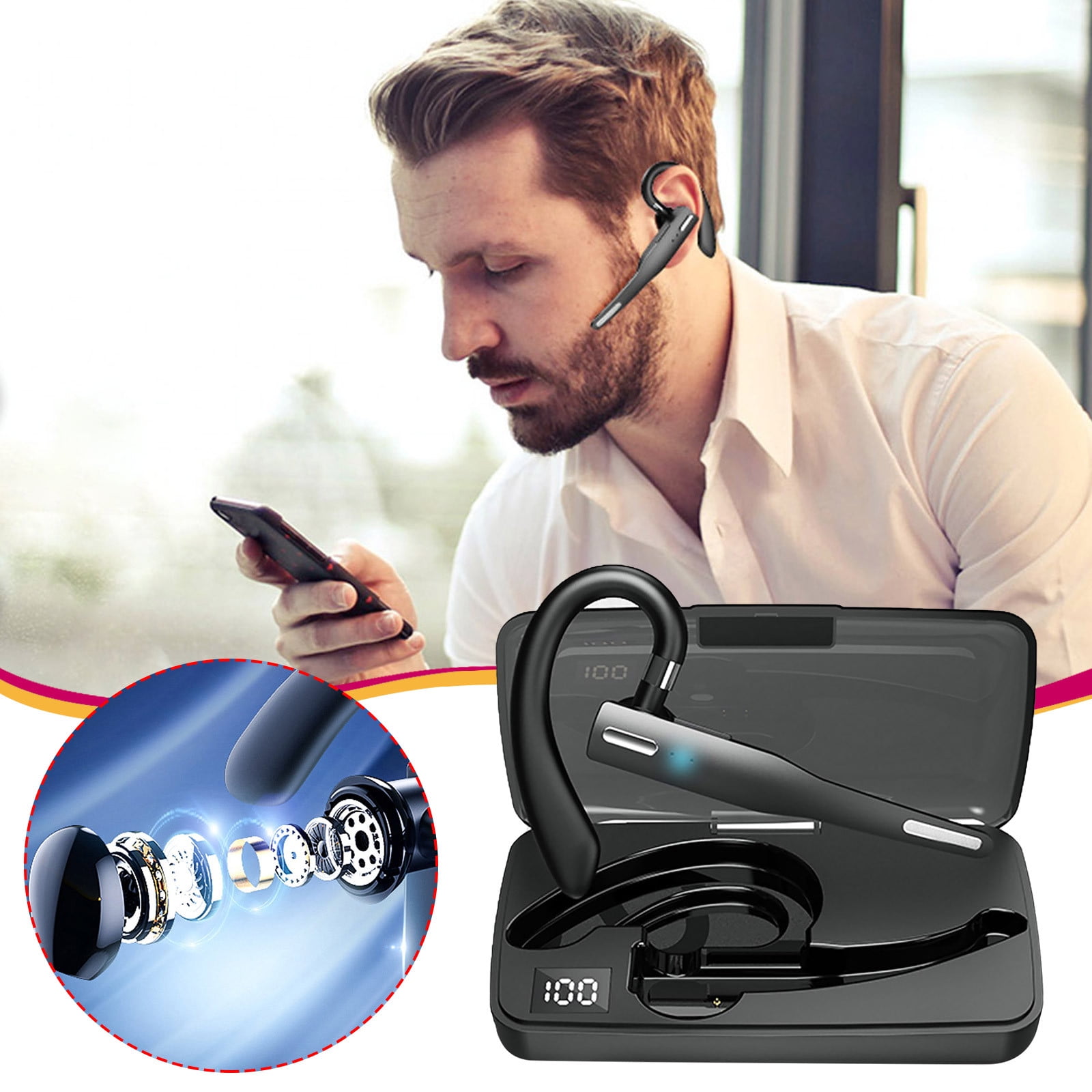 Best Bluetooth Headset For Walking VANLOFE Bluetooth Headset Hanging Ear Business Bluetooth Headset