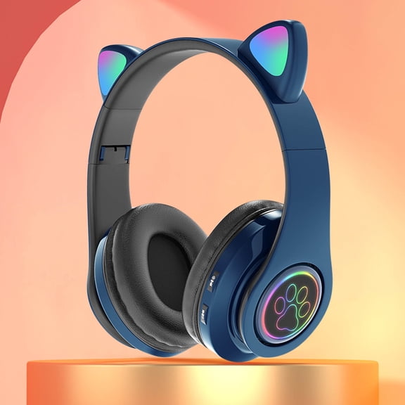 VANLOFE Bluetooth Headset Headset Cat Ear Bluetooth Headset B39 Cat Ear Cute Cat Ear Wireless Headset LED Flashing Light A Gift For Friends And Children
