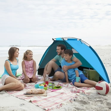 VANLOFE Camping & Hiking Beach Tent Anti-UV Portable Sun Shade Shelter For 3 Person Extendable Floor With Ventilating Mesh Windows Plus Carrying Bag Ground Pegs