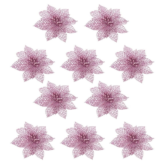 VANLOFE Christmas Decoration Supplies Pink Christmas Tree Ornaments Christmas Flower Ornament 10Pcs
