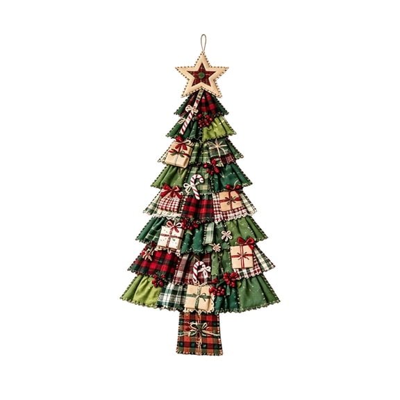 VANLOFE Christmas Patchwork Kit, Fabric Tree Craft, DIY Door Hanging Set, Layered Quilt Materials for Oversized Handmade Holiday Tree Art, Christmas Gift