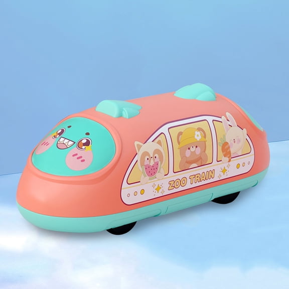 VANLOFE Cute Cartoon Train Children's Double-pull High-speed Rail Train Toy Train Kids Gift Pull Back Pink Train Toy