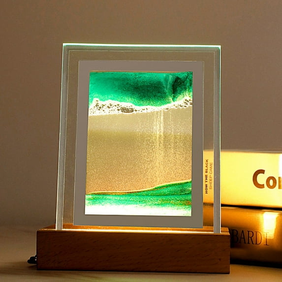 VANLOFE Decorative Lights 3D Moving Sand Art 360° Rotating Hourglass Decoration Creative Art Sand Art Liquid Motion Living Room Bedroom Table Lamp Decoration(10MLsquare)