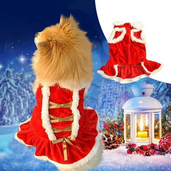 VANLOFE Dog Clothes For Small Dog Girl Dresses Pet Clothing Christmas Day Models Christmas Classic Dress Red Dress
