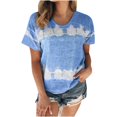 thumbnail image 1 of VANLOFE Fashion Print T-Shirts Blue Women Clothes Gift for Bathday Women's Fashion Printed Short Sleeve T-shirt Blouse Round Neck Casual Tops, 1 of 5