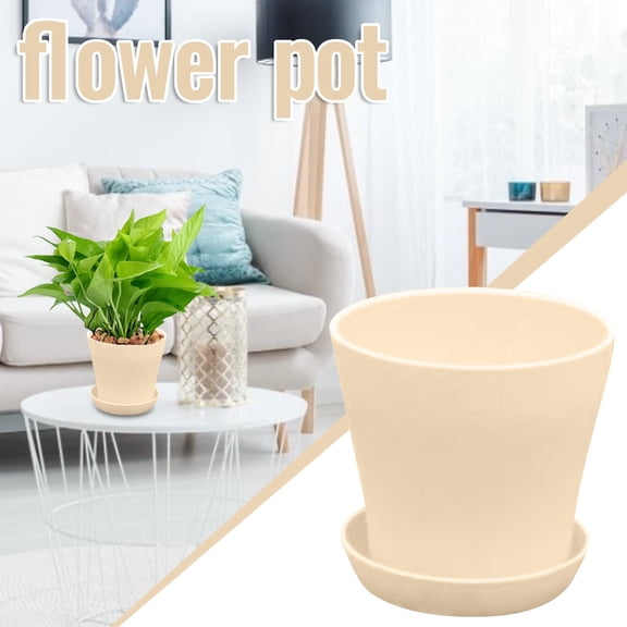 VANLOFE Flower Vases For Home Final Clear Out 3PC Open Pot PP Resin Balcony Green Plant Gardening High Waist Long Pot