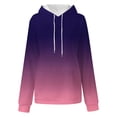 thumbnail image 1 of VANLOFE Hoodies for Women Casual Gradient Printing Long Sleeve Sweaters Boat Neck Drawstring Oversize Hooded Loose Pullover Elastic Tops for Women （Purple,L）, 1 of 4