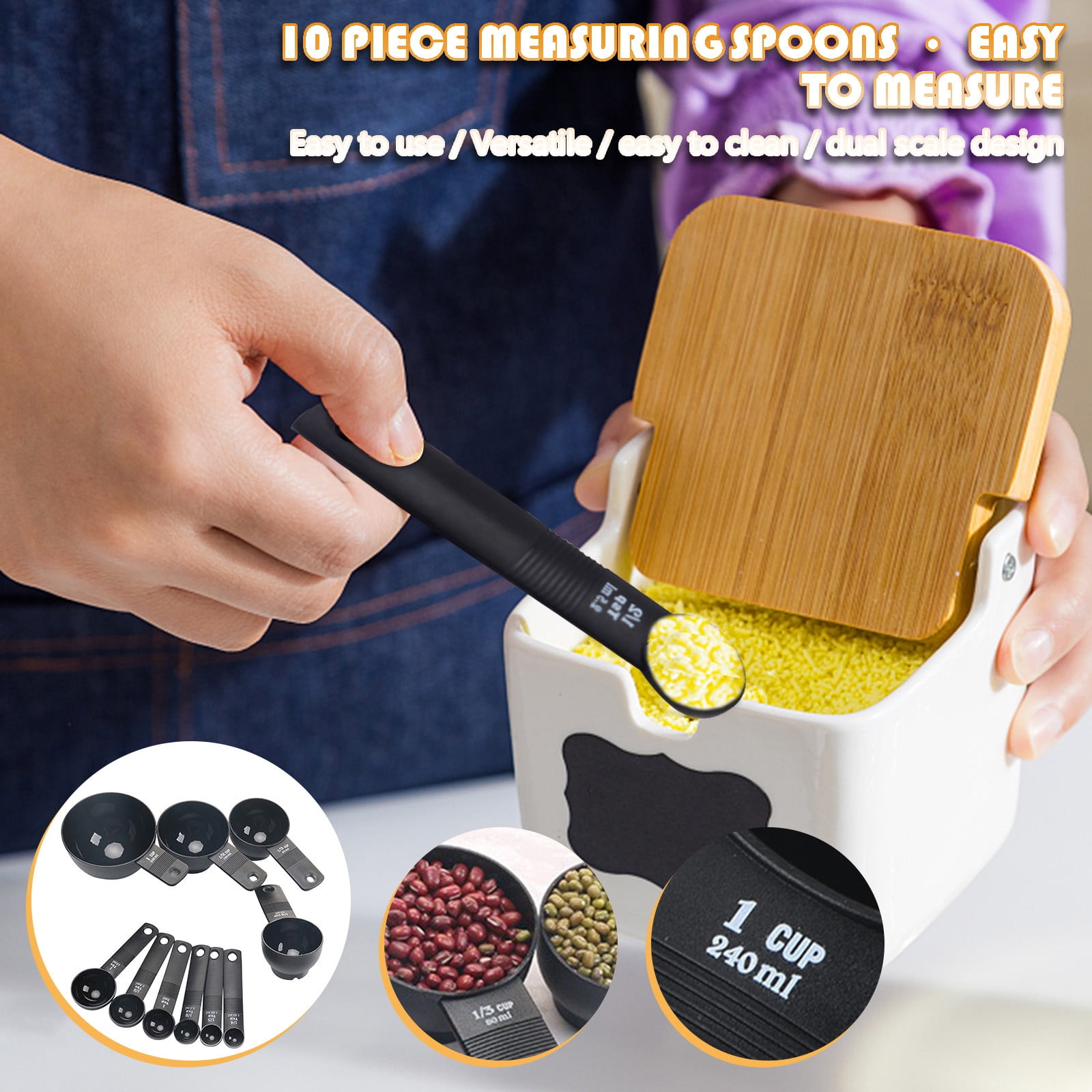 VANLOFE Jiggers Kitchen supplies 10 Piece Measuring Cup And Spoon Set