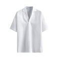 thumbnail image 1 of VANLOFE Lapel Shirts for Mens White Mens Casual Shirts Fashion Men's Casual Comfortable Short Sleeve Solid Tops Sweatshirts Blouse, 1 of 5