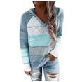 thumbnail image 1 of VANLOFE Long Sleeve Fashion Colorblock Women's Sweater for Winter All-match Winter Pullover Hoodie for Women Daily Pullover Hoodie Young Sweater L Sky Blue, 1 of 5