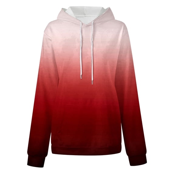 VANLOFE Long Sleeve Fashion Gradient Color Women's Sweater for Winter All-match Winter Pullover Hoodie for Women Daily Pullover Hoodie Young Sweater XL Red