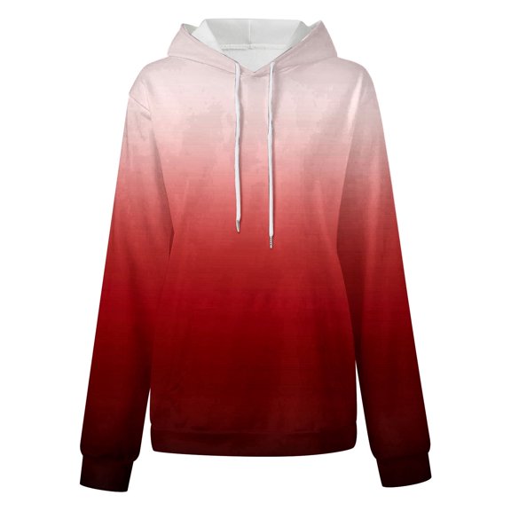 VANLOFE Long Sleeve Fashion Gradient Color Women's Sweater for Winter All-match Winter Hoodie for Women Daily Hoodie Young Sweater 2XL Red