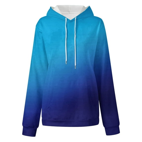 VANLOFE Long Sleeve Fashion Gradient Color Women's Sweater for Winter All-match Winter Hoodie for Women Daily Hoodie Young Sweater 3XL Blue