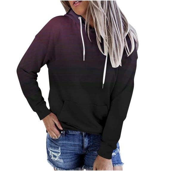 VANLOFE Long Sleeve Fashion Gradient Color Women's Sweater for Winter All-match Winter Hoodie for Women Daily Hoodie Young Sweater M Wine