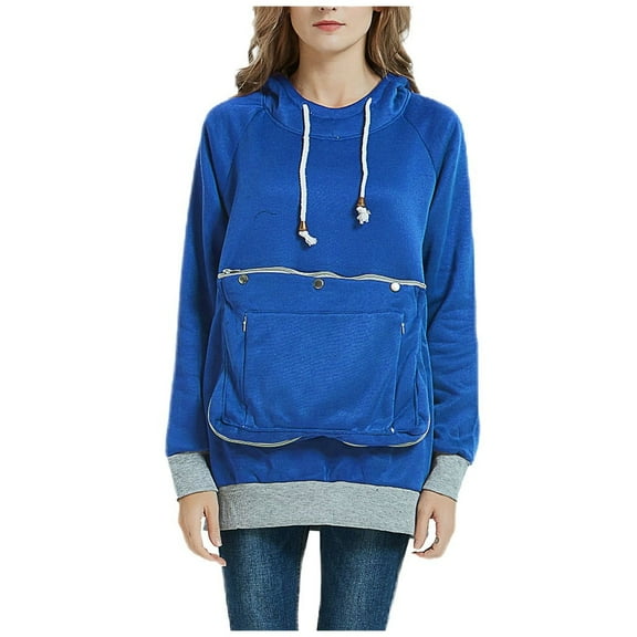 VANLOFE Long Sleeve Warm Color Solid Women's Sweater for Winter All-match Winter Hoodie for Women Daily Hoodie Clean Without Printing Sweater 2XL Blue