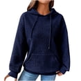 thumbnail image 1 of VANLOFE Long Sleeve Warm Color Solid Women's Sweater for Winter All-match Winter Hoodie for Women Daily Hoodie Clean Without Printing Sweater 2XL Navy, 1 of 7