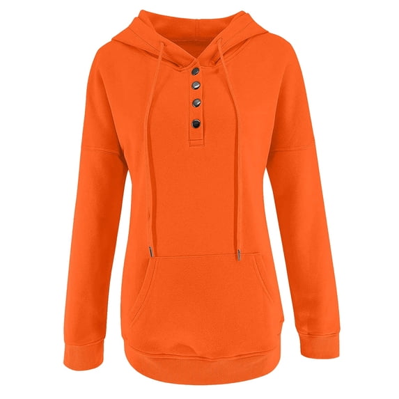 VANLOFE Long Sleeve Warm Color Solid Women's Sweater for Winter All-match Winter Hoodie for Women Daily Hoodie Clean Without Printing Sweater 2XL Orange