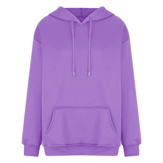 VANLOFE Long Sleeve Warm Color Solid Women's Sweater for Winter All-match Winter Hoodie for Women Daily Hoodie Clean Without Printing Sweater 2XL Purple