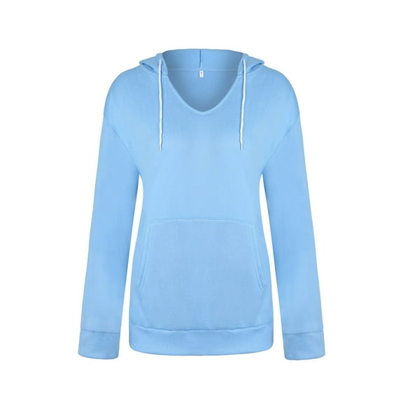 VANLOFE Long Sleeve Warm Color Solid Women's Sweater for Winter All-match Winter Hoodie for Women Daily Hoodie Clean Without Printing Sweater 3XL Blue