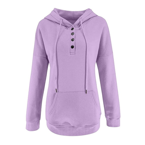 VANLOFE Long Sleeve Warm Color Solid Women's Sweater for Winter All-match Winter Pullover Hoodie for Women Daily Pullover Hoodie Clean Without Printing Sweater L Purple