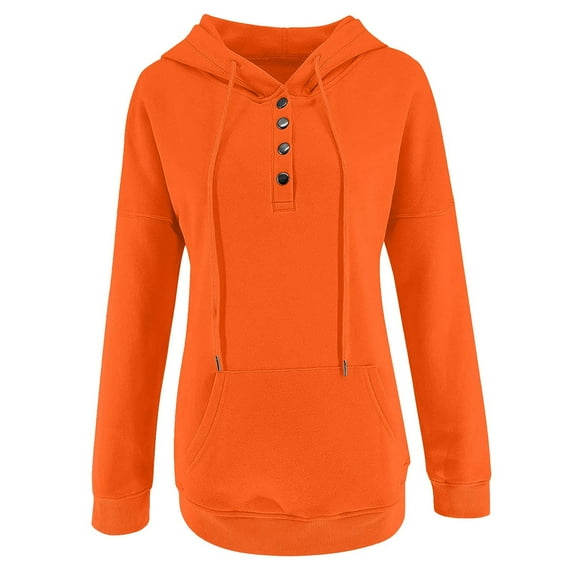 VANLOFE Long Sleeve Warm Color Solid Women's Sweater for Winter All-match Winter Pullover Hoodie for Women Daily Pullover Hoodie Clean Without Printing Sweater L Orange