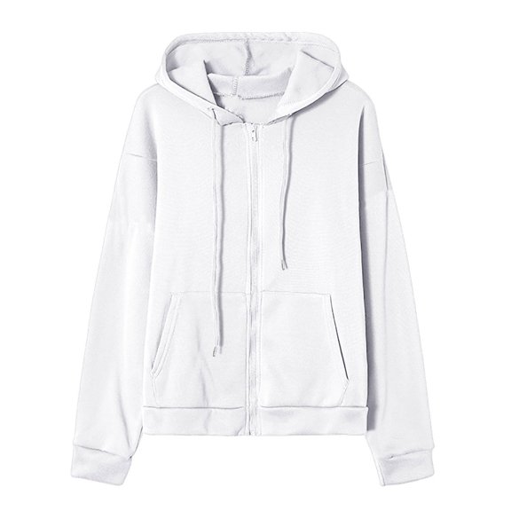 VANLOFE Long Sleeve Warm Color Solid Women's Sweater for Winter All-match Winter Hoodie for Women Daily Hoodie Clean Without Printing Sweater M White