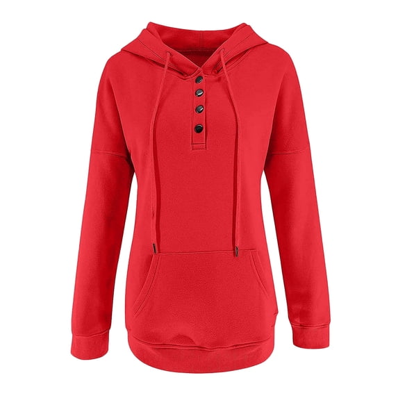 VANLOFE Long Sleeve Warm Color Solid Women's Sweater for Winter All-match Winter Hoodie for Women Daily Hoodie Clean Without Printing Sweater S Red