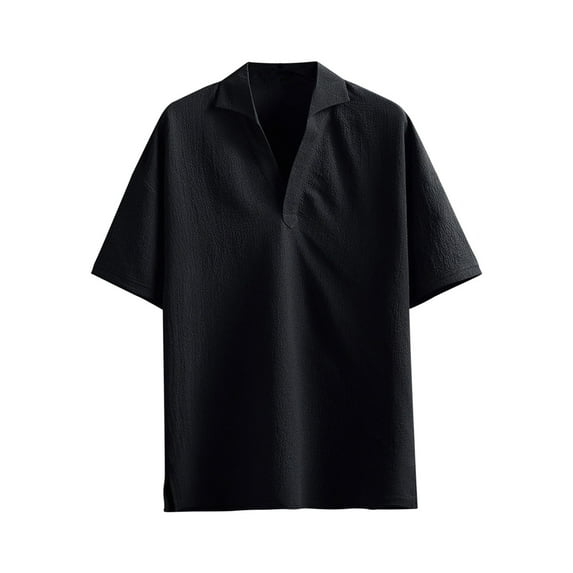 VANLOFE Short Sleeve for Mens Black Mens Casual Shirts Fashion Men's Casual Comfortable Short Sleeve Solid Tops Sweatshirts Blouse