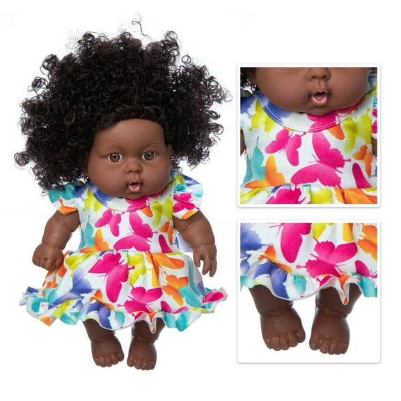 VANLOFE Plush Toy Aged 1 And UP Black African Black Baby Cute Curly Black 8-Inch Vinyl Baby Toy