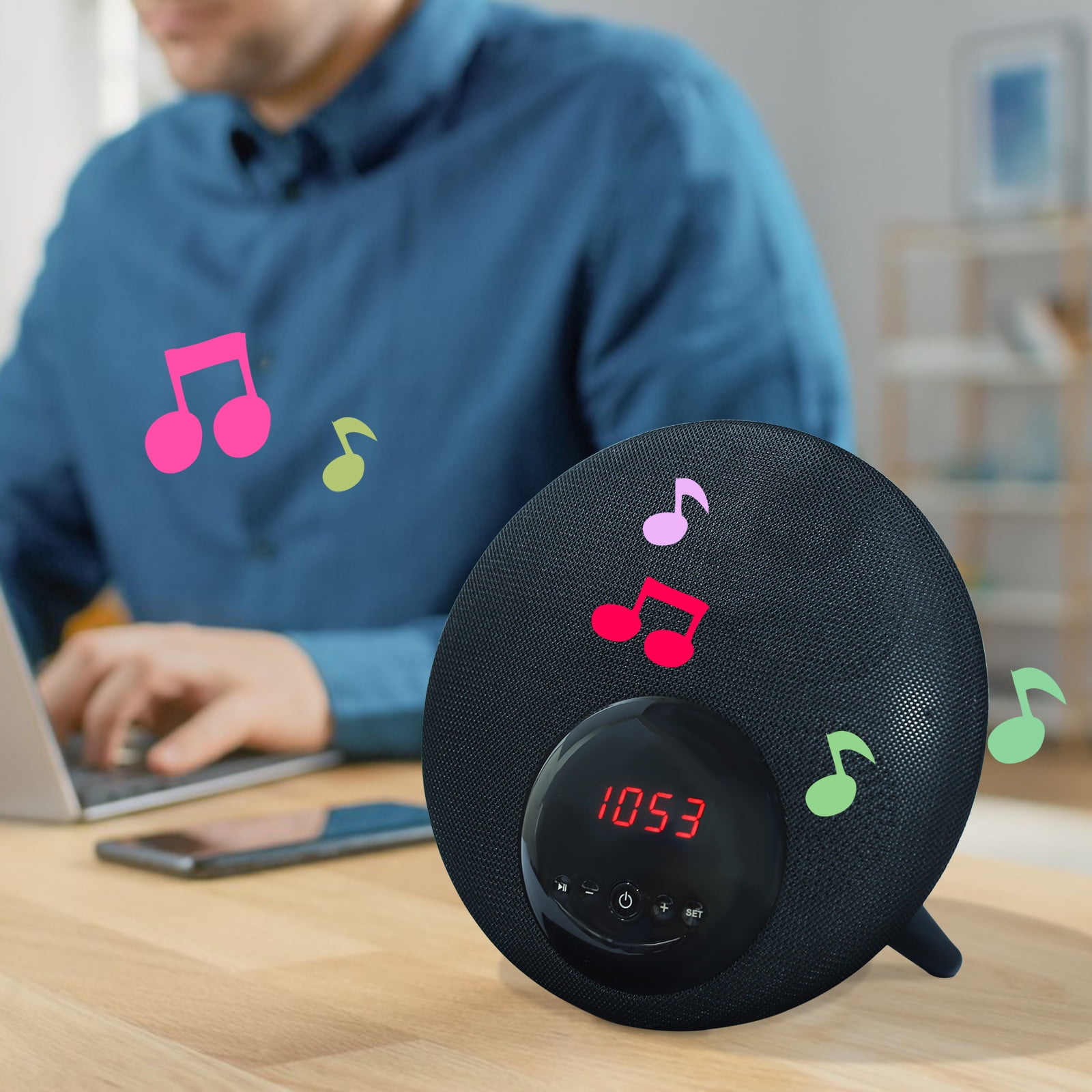 VANLOFE Portable Speaker with Digital Clock Bluetooth Speaker with USB