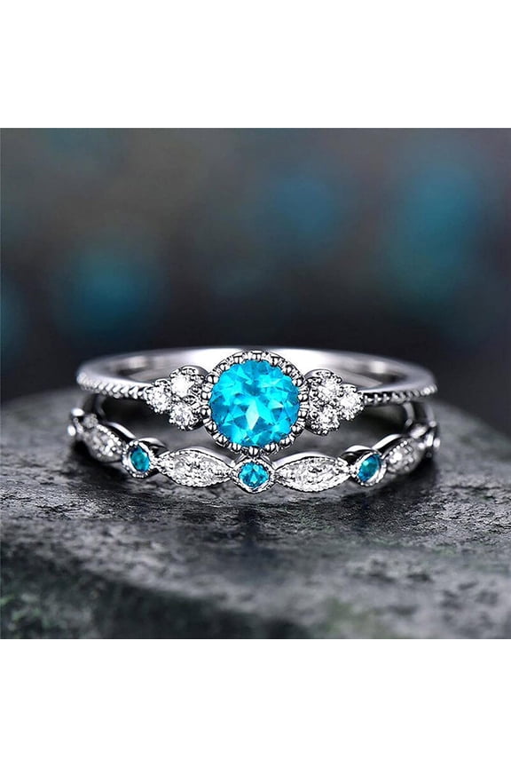 Rings for Teen Ladies' Couple Zircon Ring, Micro Diamond and Ring 1PC Has Two Rings, Which Can Be Worn In Combination