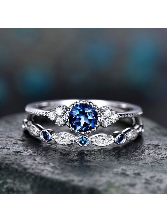 Womens Ring Ladies' Couple Ring, Micro Cubic Zirconia and Ring 1PC Has Two Rings, Which Can Be Worn In Combination