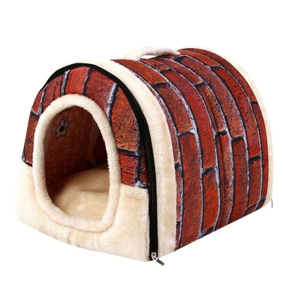 VANLOFE Small Warm Soft Pet Bed with Removable Cushion, Brick