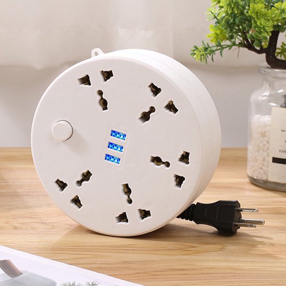 VANLOFE Smart socket Travel Power Strip6.56Ft Extension Cord With 3 USB Ports And 5-OutletUltra-Compact Wide Spaced Multi Outlets Plugs SocketsRoomFor RoomWork