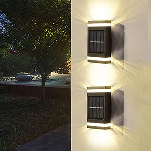 VANLOFE Solar Light Solar Fence Lights LED Solar Wall Lights Outdoor IP65 Waterproof 2 Pack Outdoor Wall Lamps For Backyard Garden Garage And Pathwa
