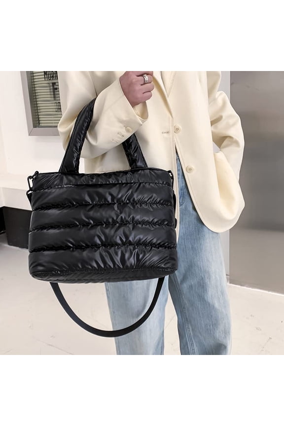 Storage & Organization Women's Tote Bag Large Shoulder Bag Tote Padded Winter Handbag Space Tote Bag Feather Shoulder Bag Shopping