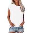 thumbnail image 1 of VANLOFE Summer T-Shirts White Women Tops Gift for Mother Women's Fashion Casual Solid O-Neck Loose Short Sleeve T-shirt Pullover Tops, 1 of 5