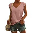 thumbnail image 1 of VANLOFE T-Shirts for Women Womens Casual Loose Soft Cap Sleeve Solid Color T-Shirt Blouse Tops Pink Casual Shirts, 1 of 8