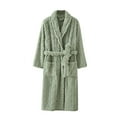 thumbnail image 1 of VANLOFE Unisex Warm Pajamas Household Clothes Solid Bathrobe Lengthened Night-robe Man's Nightgown Casual Robes Green Robes Sleepwear for Woman XL, 1 of 6