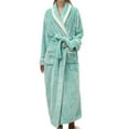 thumbnail image 1 of VANLOFE Unisex Warm Pajamas Household Clothes Solid Bathrobe Lengthened Night-robe Man's Nightgown Casual Robes Mint Green Robes Sleepwear for Woman 3XL, 1 of 9