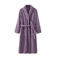thumbnail image 1 of VANLOFE Unisex Warm Pajamas Household Clothes Solid Bathrobe Lengthened Night-robe Man's Nightgown Casual Robes Purple Robes Sleepwear for Woman XL, 1 of 6