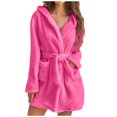 thumbnail image 1 of VANLOFE Unisex Warm Pajamas Household Clothes Solid Bathrobe Lengthened Night-robe Man's Nightgown Hooded Robes Hot Pink Robes Sleepwear for Woman S-3XL, 1 of 7
