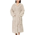 thumbnail image 1 of VANLOFE Unisex Warm Pajamas Household Clothes Solid Bathrobe Lengthened Night-robe Man's Nightgown Hooded Robes Khaki Robes Sleepwear for Woman, 1 of 6