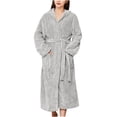 thumbnail image 1 of VANLOFE Unisex Warm Pajamas Household Clothes Solid Bathrobe Lengthened Night-robe Man's Nightgown Hooded Robes Silver Robes Sleepwear for Woman, 1 of 3