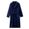 thumbnail image 1 of VANLOFE Unisex Warm Pajamas Household Clothes Solid Bathrobe Lengthened Night-robe Woman's Nightgown Casual Robes Navy Robes Sleepwear for Woman 2XL, 1 of 3