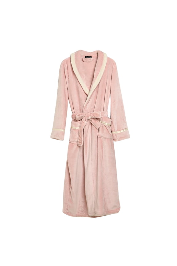 Unisex Warm Pajamas Household Clothes Solid Bathrobe Lengthened Night-robe Woman's Nightgown Casual Robes Pink Robes Sleepwear for Woman 3XL